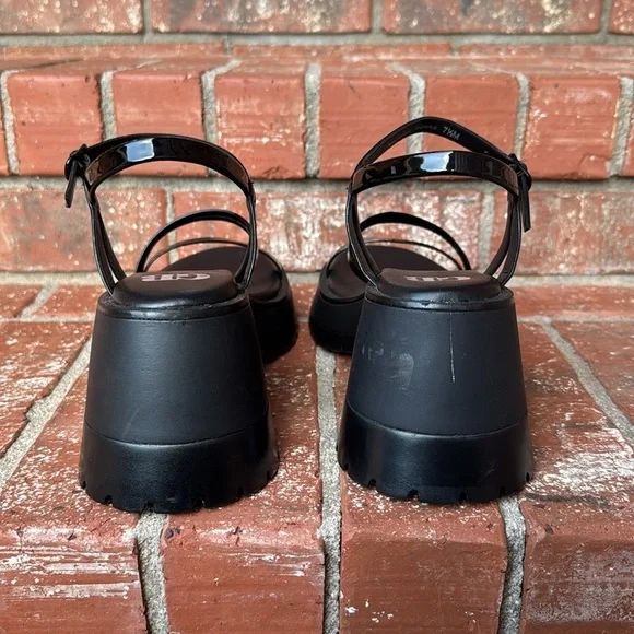 Gianni Bini GB Wildchild Black Platform Sandals Lug Sole Women's Size 7.5 - Picture 4 of 9